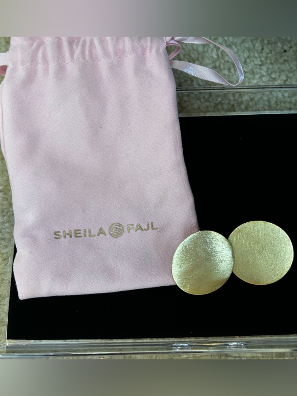 Sheila Fajl Gold Disc Stud Earrings - Classic Round Matte Gold